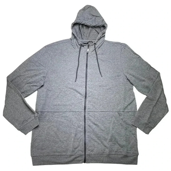Alfani Mendoza Oxford Heather Grey Full Zip Hooded Mens Sweatshirt Size Large - Picture 3 of 12
